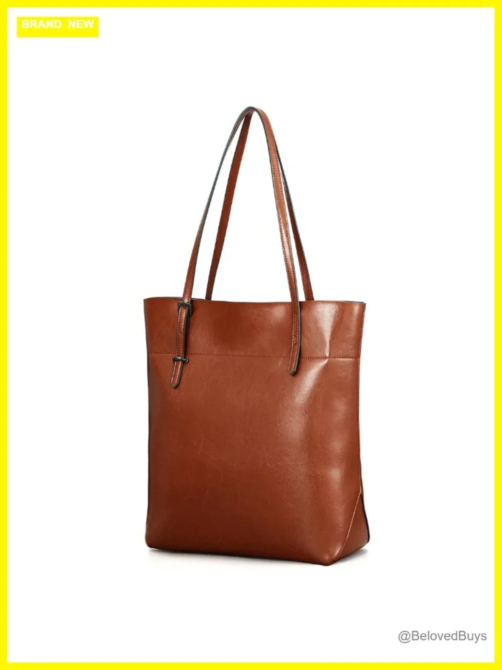 Vintage Genuine Leather Tote Shoulder Bag with Adjustable Handles